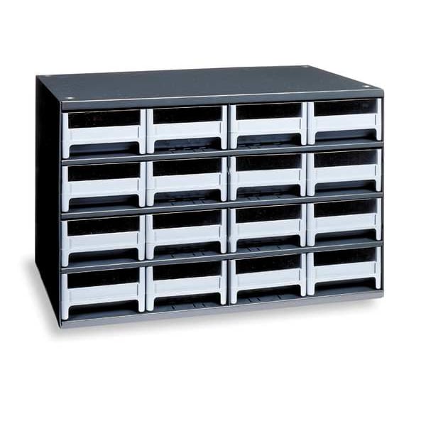 Drawer Bin Cabinet with 16 Drawers, Steel, Polystyrene, 17 in W x 11 in H x 11 in D