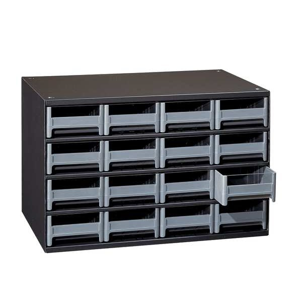Drawer Bin Cabinet with 16 Drawers, Steel, Polystyrene, 17 in W x 11 in H x 11 in D