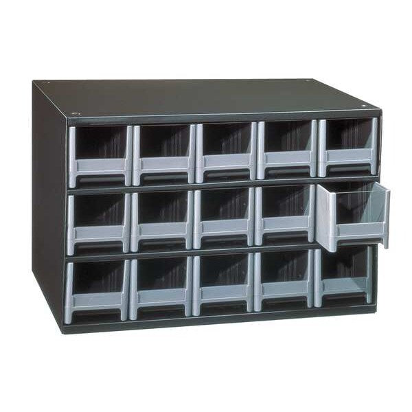 Drawer Bin Cabinet with 15 Drawers, Steel, Polystyrene, 17 in W x 11 in H x 11 in D