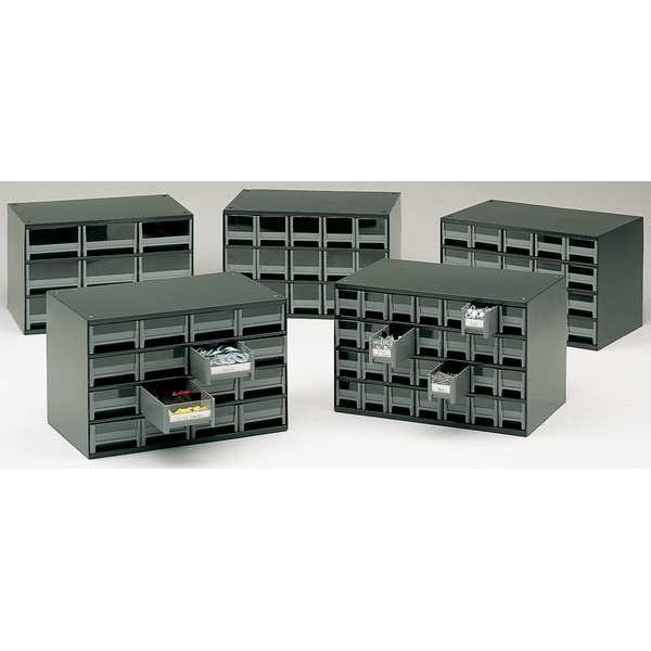 Drawer Bin Cabinet with 16 Drawers, Steel, Polystyrene, 17 in W x 11 in H x 11 in D
