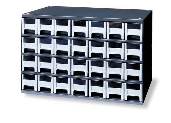 Drawer Bin Cabinet with 28 Drawers, Steel, Polystyrene, 17 in W x 11 in H x 11 in D