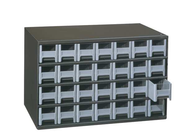 Drawer Bin Cabinet with 28 Drawers, Steel, Polystyrene, 17 in W x 11 in H x 11 in D