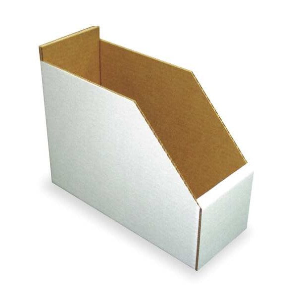 Corrugated Shelf Bin, White, Cardboard, 11 in L x 4 1/4 in W x 8 1/2 in H