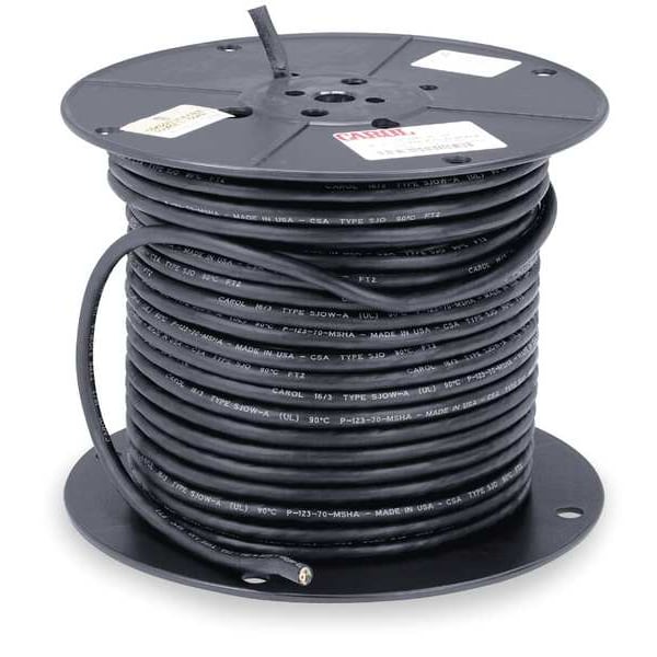 16 AWG 4 Conductor Carolprene Portable Cord 600V 250 ft. BK