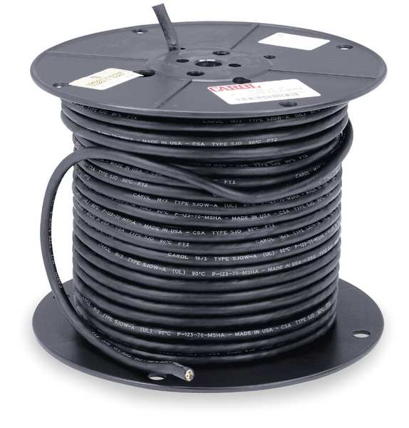 14 AWG 3 Conductor Carolprene Portable Cord 300V 250 ft. BK