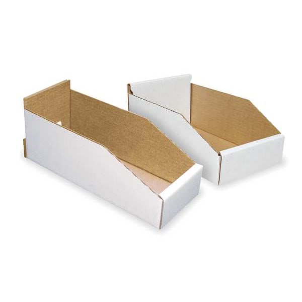 Corrugated Shelf Bin, White, Cardboard