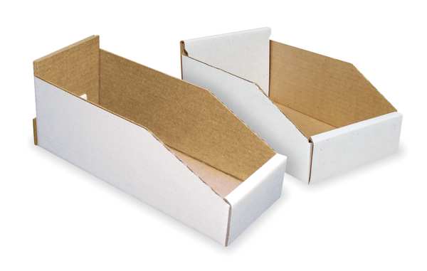 Corrugated Shelf Bin, White, Cardboard