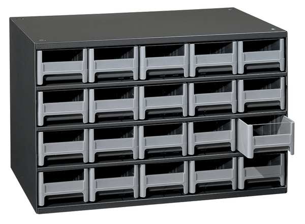 Drawer Bin Cabinet with 20 Drawers, Steel, Polystyrene, 17 in W x 11 in H x 11 in D