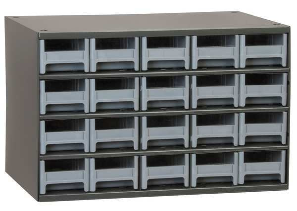 Drawer Bin Cabinet with 20 Drawers, Steel, Polystyrene, 17 in W x 11 in H x 11 in D