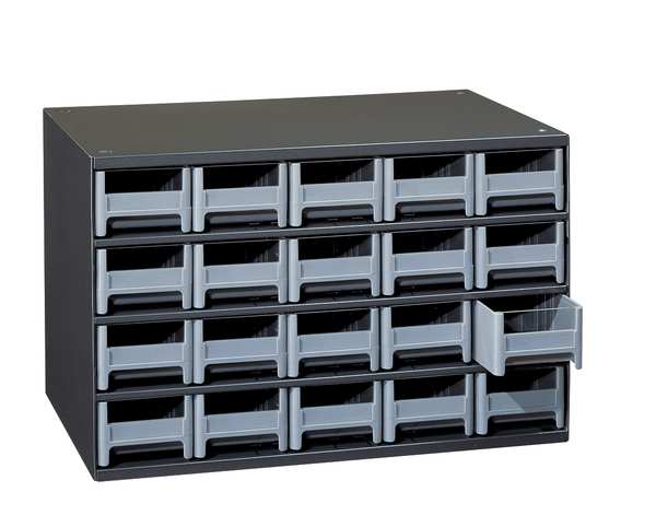 Drawer Bin Cabinet with 20 Drawers, Steel, Polystyrene, 17 in W x 11 in H x 11 in D