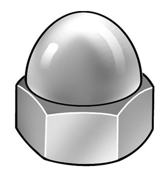 Low Crown Cap Nut, #8-32, Steel, Zinc Plated, 11/32 in H, 50 PK