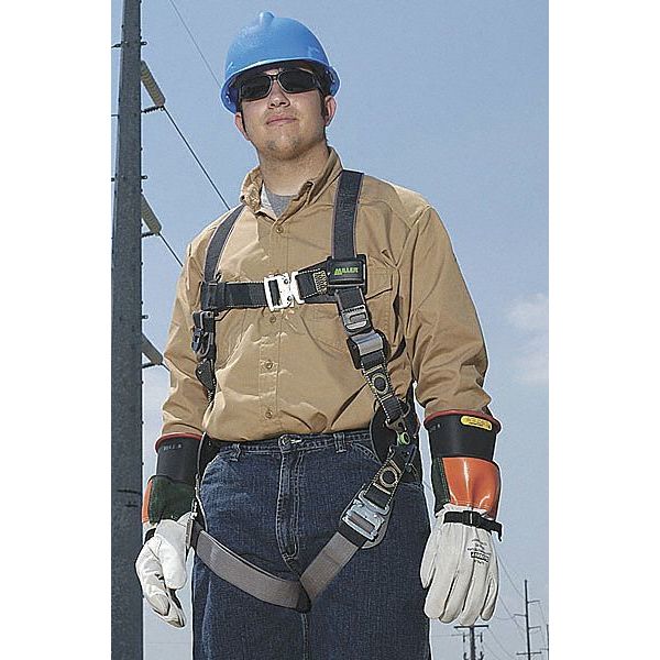 Arc-Flash Rated Full Body Harness, Vest Style, L/XL, Kevlar(R)/Nomex(R), Black