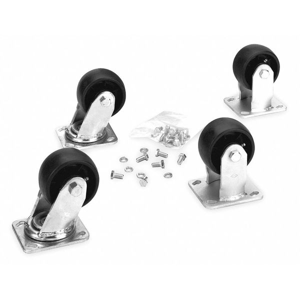 Plate Caster Kit, 3000 lb, 6 In Dia