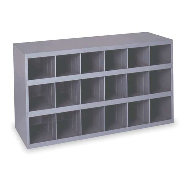 Prime Cold Rolled Steel Pigeonhole Bin Unit, 12 in D x 19 1/4 in H x 33 3/4 in W, 3 Shelves, Gray