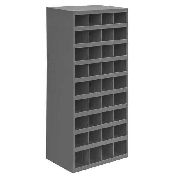Prime Cold Rolled Steel Pigeonhole Bin Unit, 12 in D x 42 in H x 17 7/8 in W, 9 Shelves, Gray