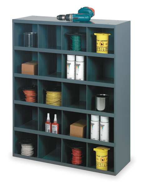 Pigeonhole Bin Unit, 12 Compartments, 12 in D x 23 7/8 in H x 33 3/4 in W, Steel