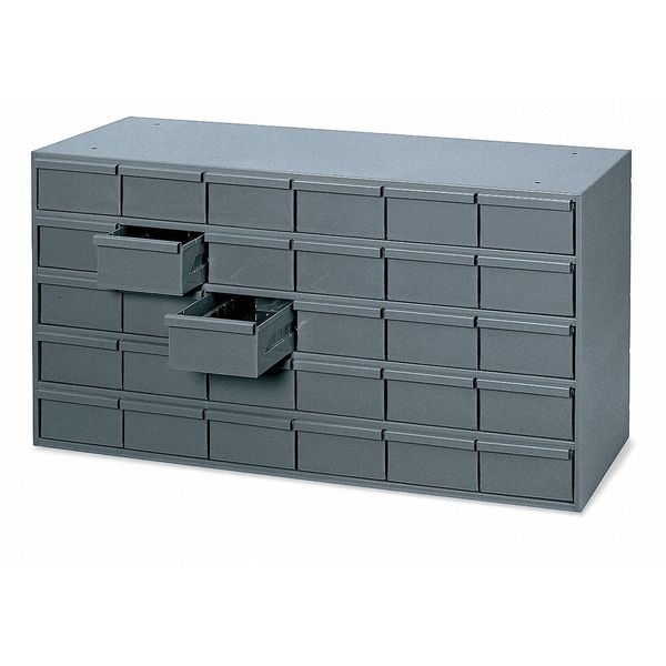 Drawer Bin Cabinet with 30 Drawers, Prime Cold Rolled Steel, 33 3/4 in W x 17 3/4 in H x 12 1/4 in D