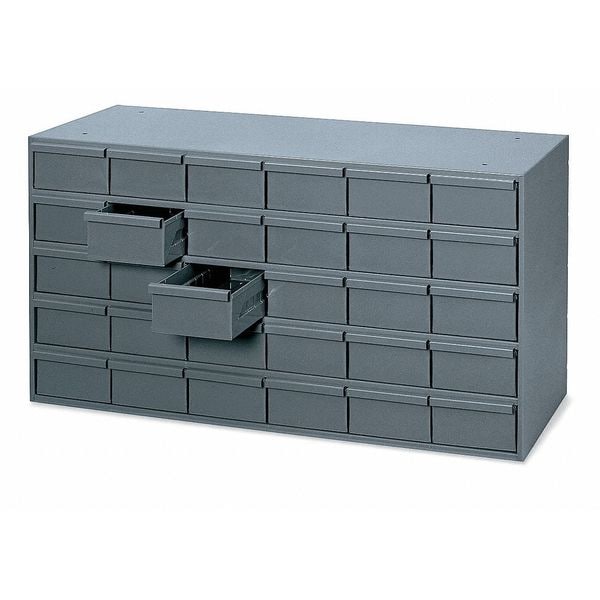 Drawer Bin Cabinet with 30 Drawers, Prime Cold Rolled Steel, 33 3/4 in W x 21 in H x 17 3/4 in D