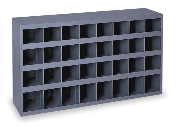 Prime Cold Rolled Steel Pigeonhole Bin Unit, 8 1/2 in D x 19 1/4 in H x 33 3/4 in W, 4 Shelves