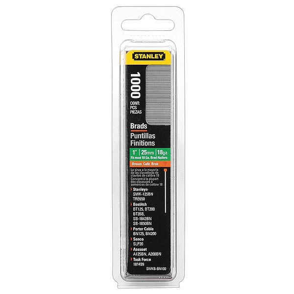 Collated Brad Nail, 1 in L, 18 ga, Galvanized, Brad Head, 1000 PK