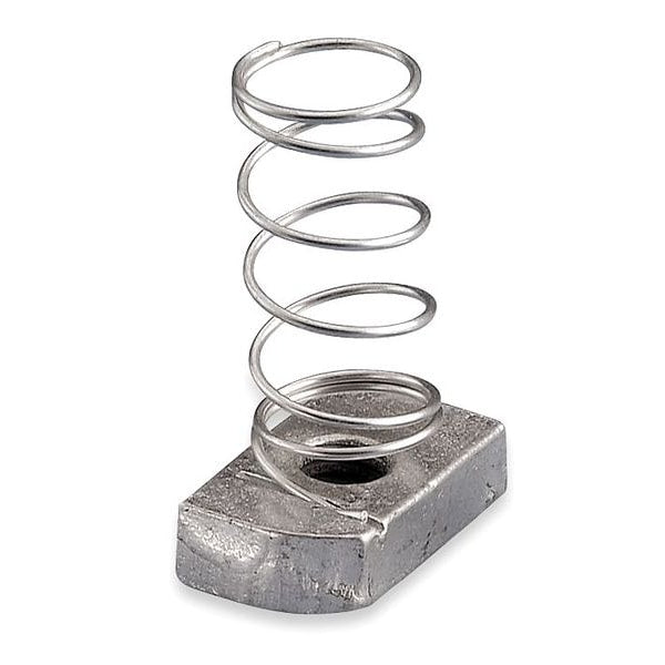 Channel Nut With Spring, 3/8-16 In, Steel