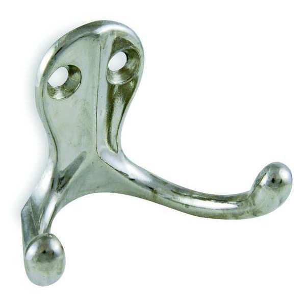 Coat Hook, 2 Hook Ends, Nickel