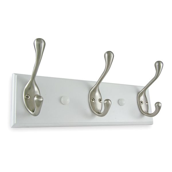 Hooks, Wall Mount, 3 Hook, Satin Nickel