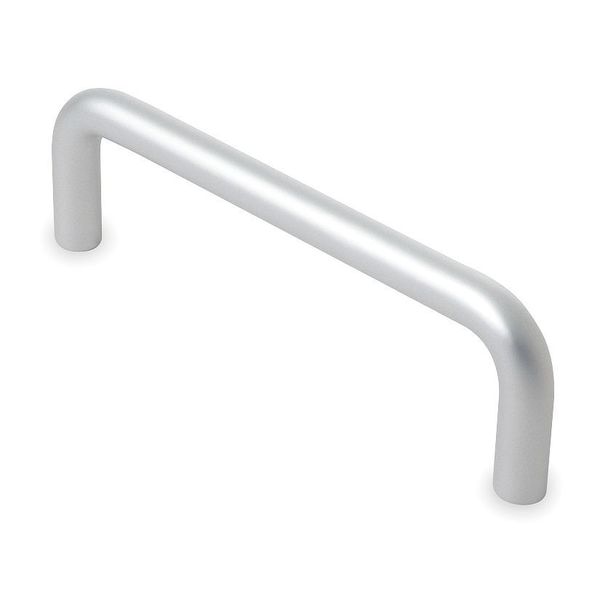 Wire Pull, Round, Silver, L 3 3/4 In, Matte, Threaded Holes