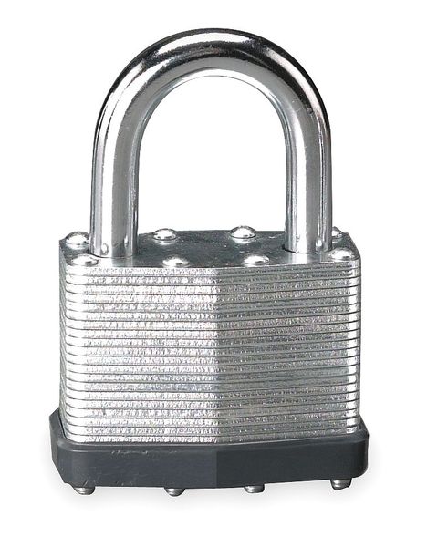 Padlock, Keyed Different, Standard Shackle, Rectangular Steel Body, Steel Shackle, 1 in W