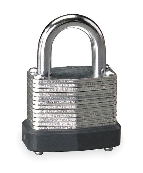 Padlock, Keyed Different, Standard Shackle, Rectangular Steel Body, Steel Shackle, 9/16 in W