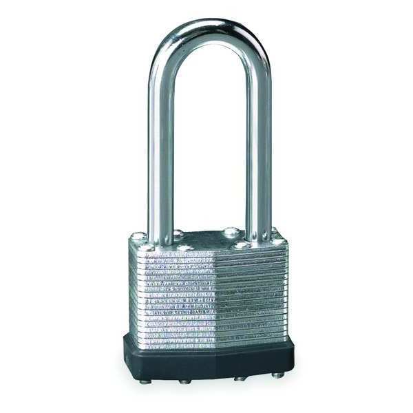 Padlock, Keyed Different, Long Shackle, Rectangular Steel Body, Steel Shackle, 3/4 in W