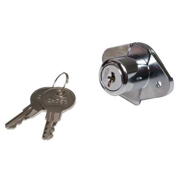 Cabinet and Drawer Dead Bolt Locks, Keyed Alike, CH751 Key, For Material Thickness 1 1/8 in
