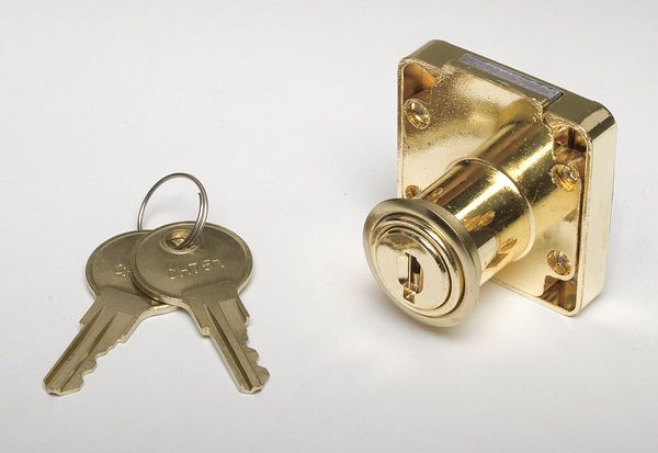 Cabinet and Drawer Dead Bolt Locks, Keyed Alike, CH751 Key, For Material Thickness 7/8 in