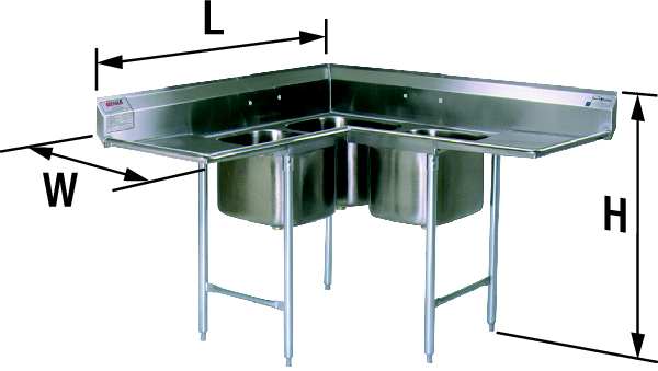 27 3/4 in W x 59 3/4 in L x 38 1/4 in H, Floor Mount, Scullery Sink