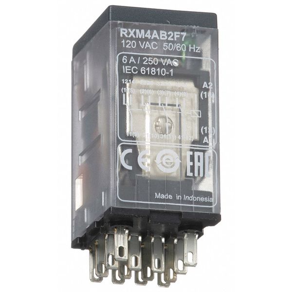 General Purpose Relay, 120V AC Coil Volts, Square, 14 Pin, 4PDT