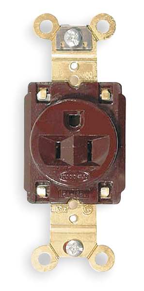 Receptacle, 15 A Amps, 125V AC, Flush Mount, Single Outlet, 5-15R, Brown
