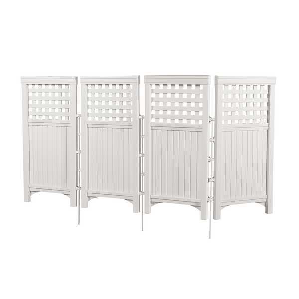 Outdoor 4 Panel Screen Enclosure, Resin, 44 in H, White