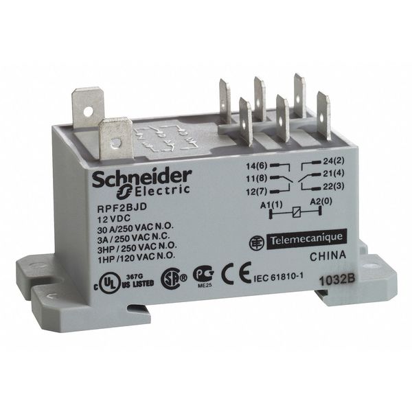 Enclosed Power Relay, DIN-Rail & Surface Mounted, DPST-NO, 12V DC, 6 Pins, 2 Poles