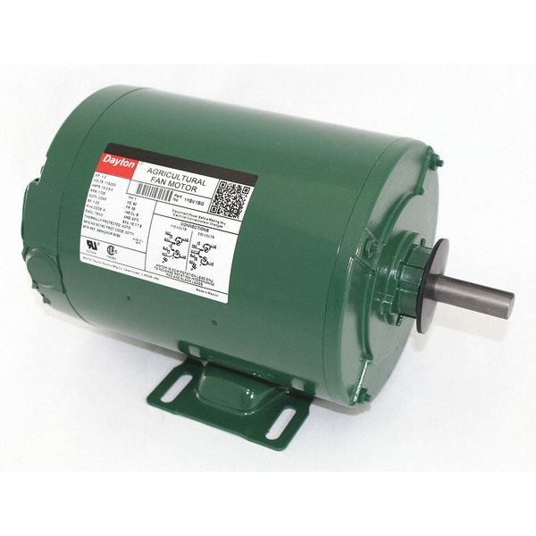 Agricultural Fan Motor, Split-Phase, 1 HP, 115/230V AC, 1,725 Nameplate RPM, 56 Frame