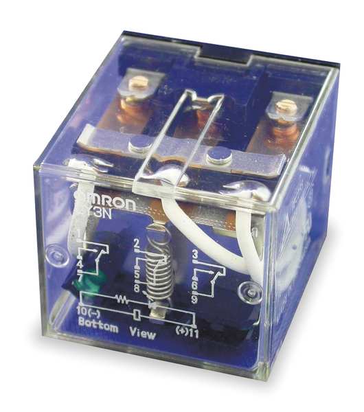 General Purpose Relay, 24V AC Coil Volts, Square, 11 Pin, 3PDT
