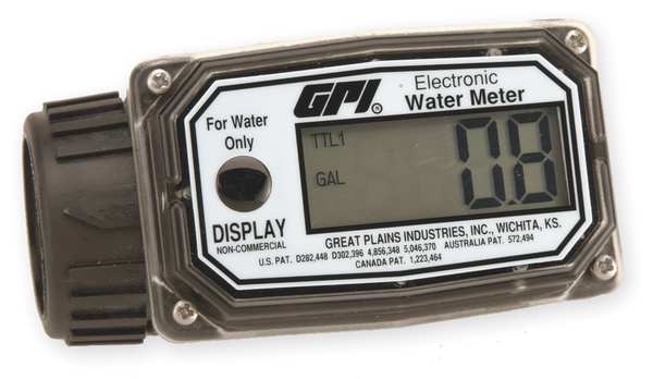 Flowmeter, Turbine, For Water, 1 In FNPT