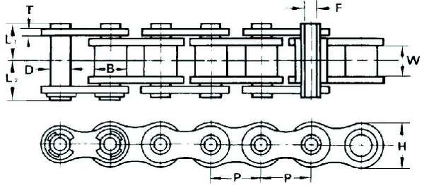 Roller Chain, Hollow Pin, 40HP ANSI, 10 ft.