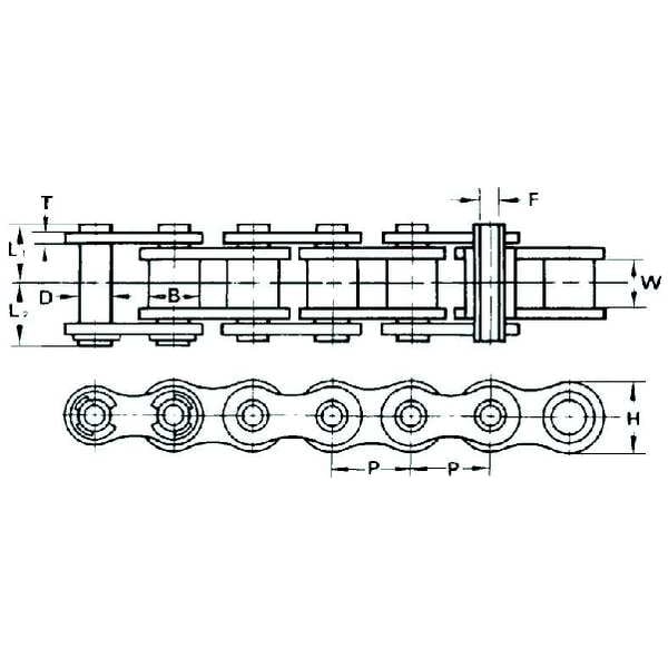 Roller Chain, Hollow Pin, 80HP ANSI, 10 ft.