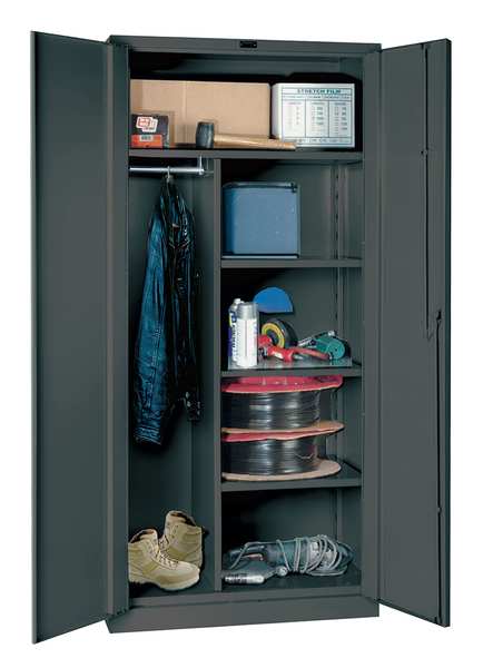 16 ga. ga. Steel Storage Cabinet, 36 in W, 78 in H, Stationary