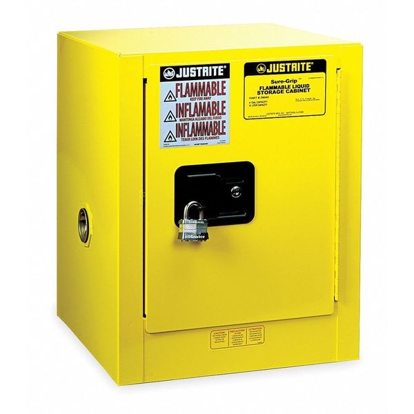 Flammable Safety Cabinet, 4 Gal., Yellow