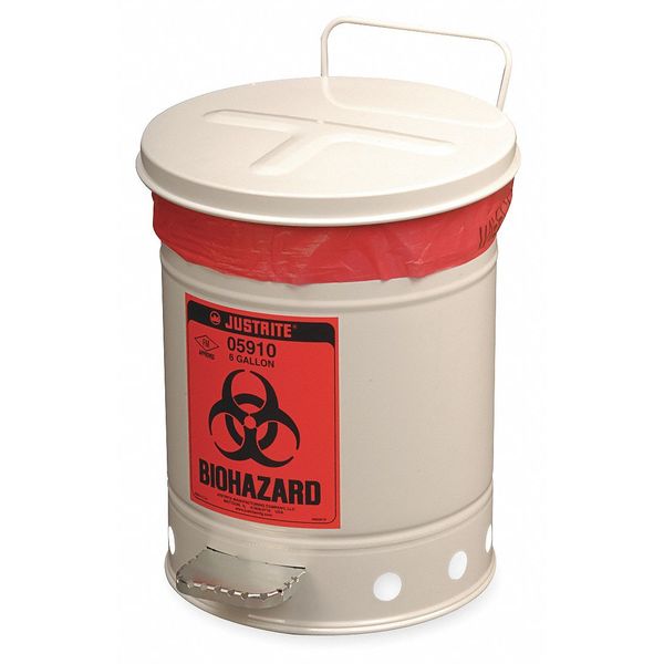 Biohazard Waste Can, 18-1/4 In. H