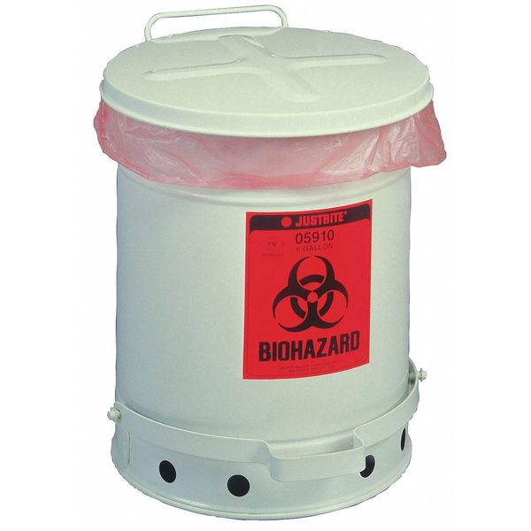Biohazard Waste Can, 18-1/4 In. H