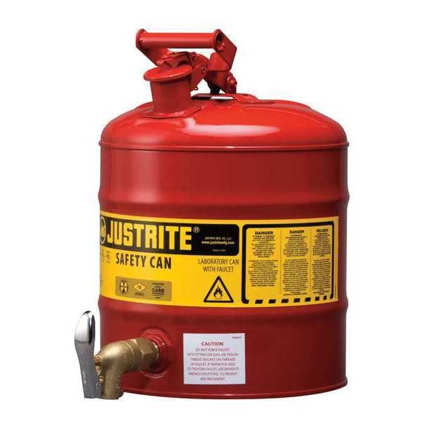 5 gal. Red Steel, Brass Type I Faucet Safety Can for Flammables