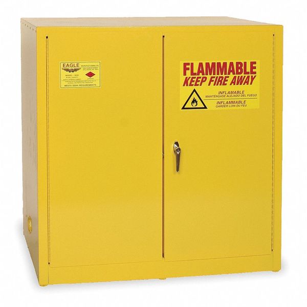 Flammable Safety Cabinet, 60 Gal., Yellow