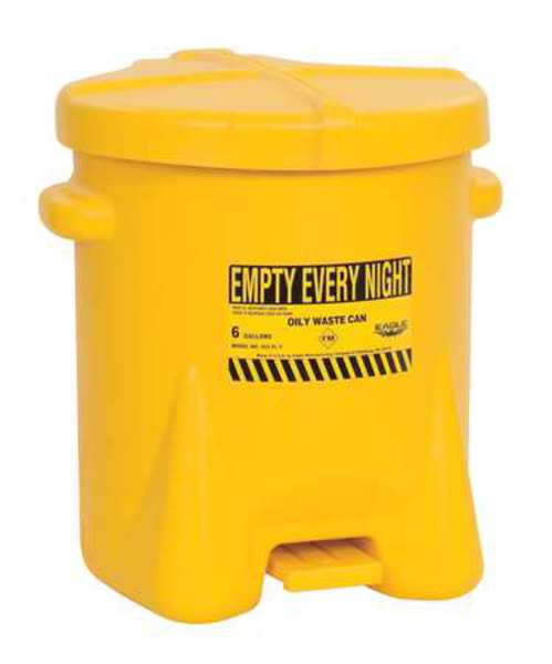 Oily Waste Can, 6 Gal., Poly, Yellow